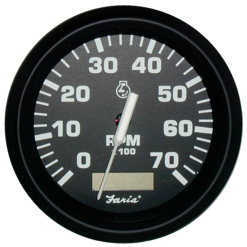 Faria Euro Black 4 Tachometer w/Hourmeter – 7,000 RPM (Gas – Outboard) [32840]