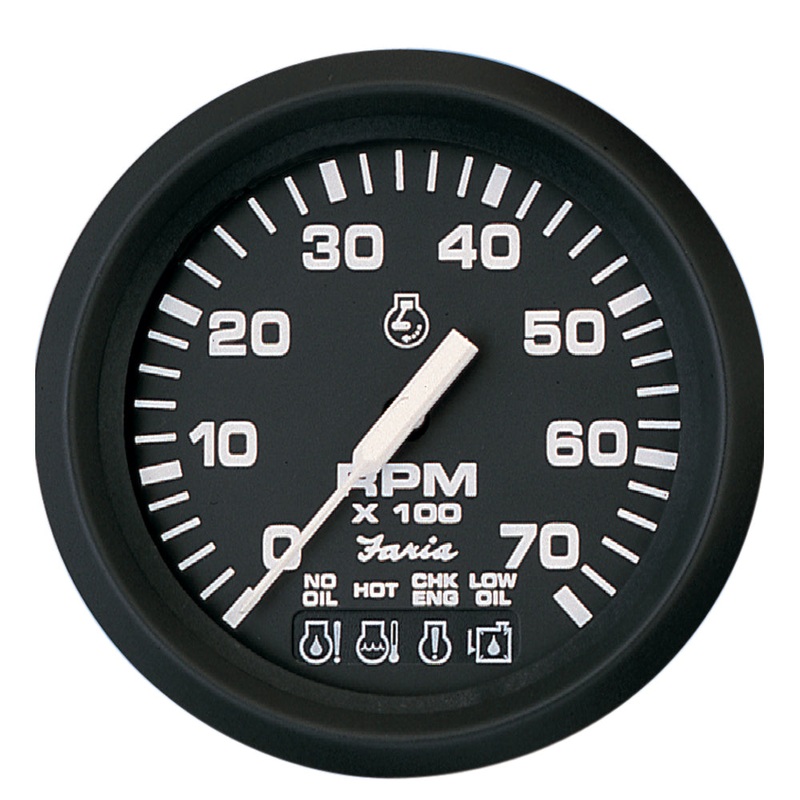 Faria Euro Black 4 Tachometer w/Systemcheck 7000 RPM (Gas) f/ Johnson / Evinrude Outboard) [32850]