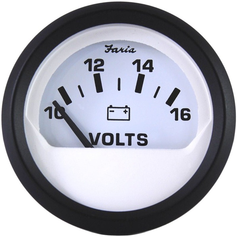 Faria Euro White 2 Voltmeter (10-16 VDC) [12911]