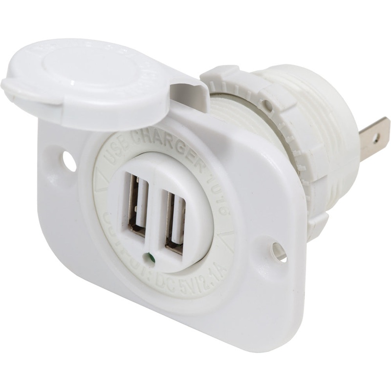 Blue Sea 12V DC Dual USB Charger Socket – White [1016200]