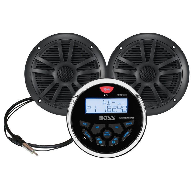 Boss Audio MCKGB350W.6 Marine Stereo  6.5 Speaker Kit – Black [MCKGB350B.6]