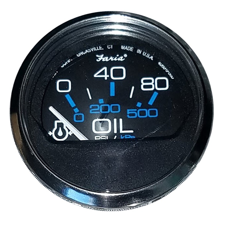 Faria Chesapeake Black 2 Oil Pressure Gauge (80 PSI) [13702]