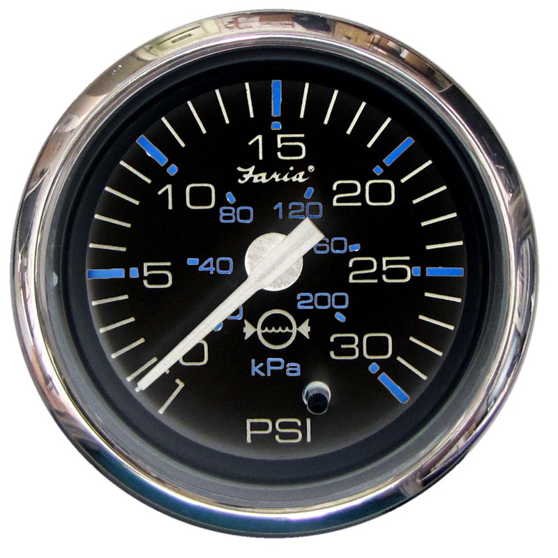Faria Chesapeake Black 2 Water Pressure Gauge (30 PSI) [13712]