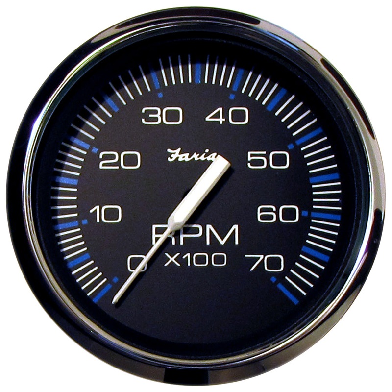 Faria Chesapeake Black 4 Tachometer – 7000 RPM (Gas) (All Outboards) [33718]