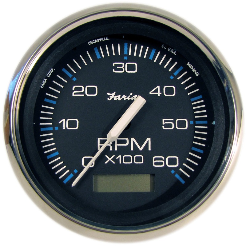 Faria Chesapeake Black 4 Tachometer w/Hourmeter – 6000 RPM (Gas) (Inboard) [33732]