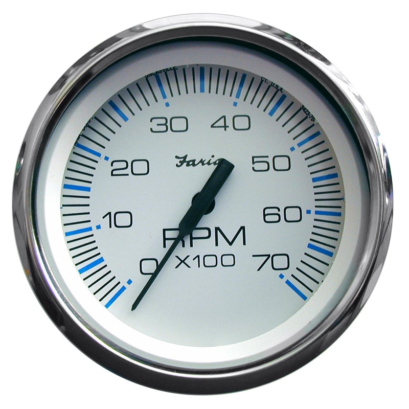 Faria Chesapeake White SS 4 Tachometer – 7000 RPM (Gas) (All Outboards) [33817]