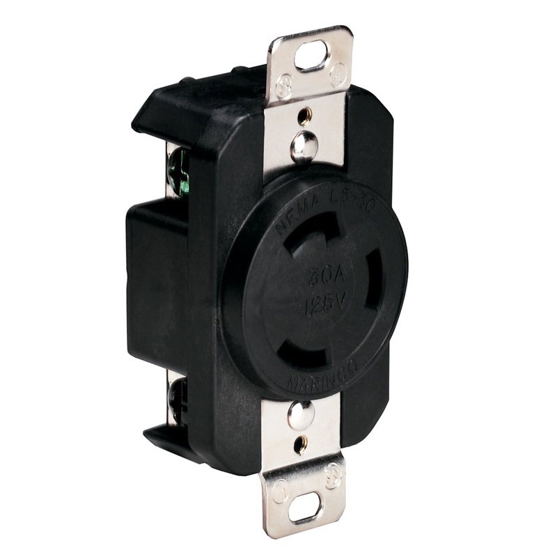 Marinco 305CRRB 125V 30Amp Locking Receptacle – Black [305CRRB]