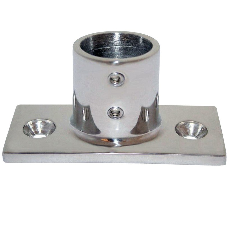 Whitecap 1 O.D. 90 Degree 2-Hole Rectangle Base SS Rail Fitting [6195]