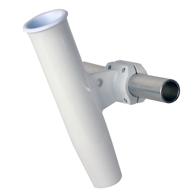 C.E. Smith Aluminum Horizontal Clamp-On Rod Holder 1.66 OD – White Powder Coated w/Sleeve [53721]
