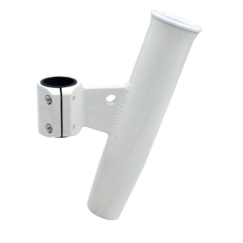 C.E. Smith Aluminum Vertical Clamp-On Rod Holder 1-2/3 OD White Powdercoat w/Sleeve [53726]