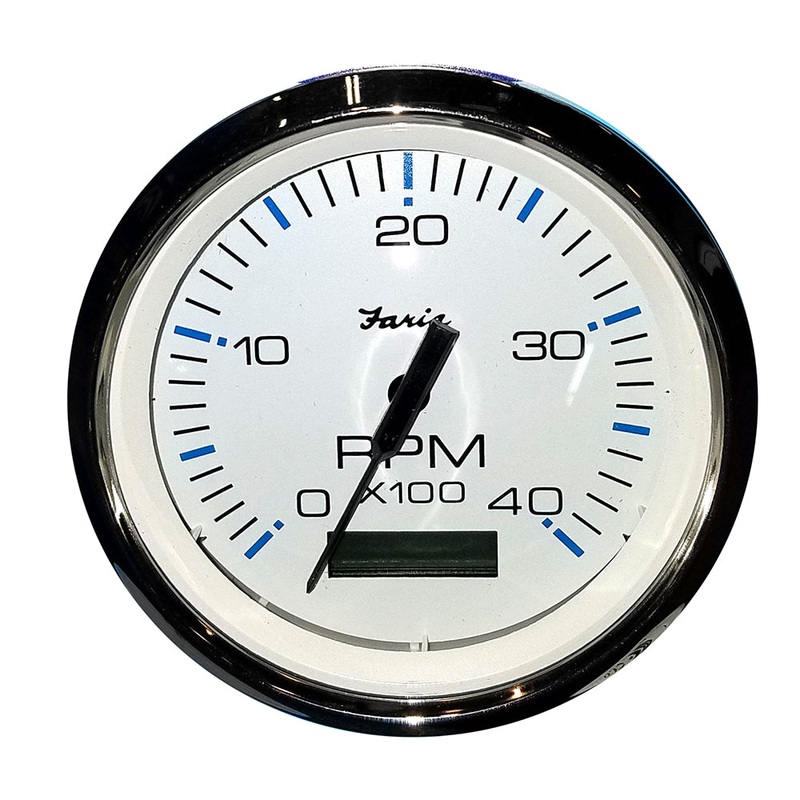 Faria Chesapeake White SS 4 Tachometer w/Hourmeter (4000 RPM) (Diesel) (Mech. Takeoff  Var. Ratio Alt) [33834]