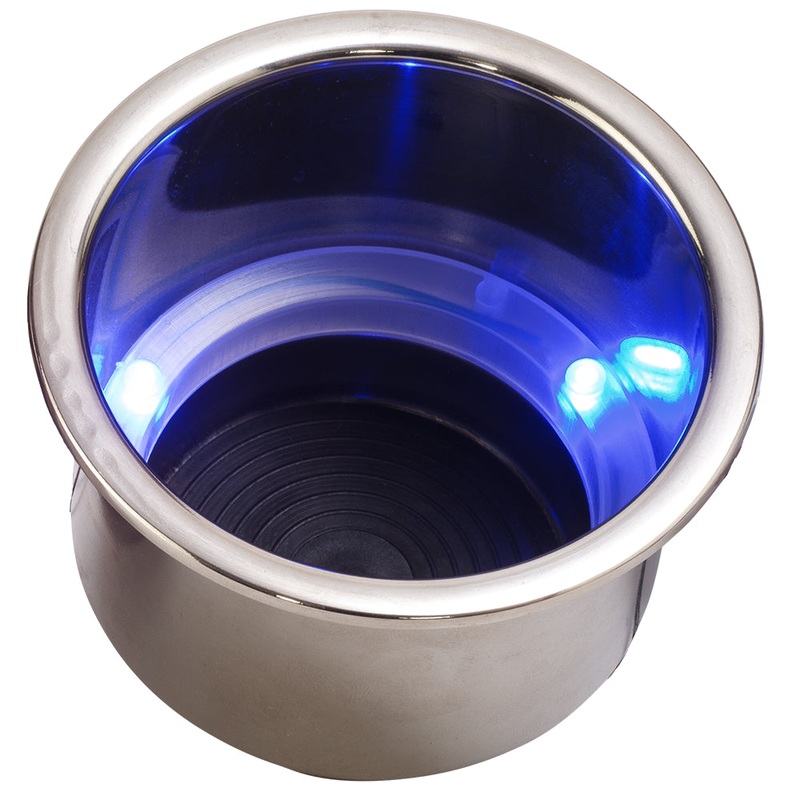 Sea-Dog LED Flush Mount Combo Drink Holder w/Drain Fitting – Blue LED [588074-1]