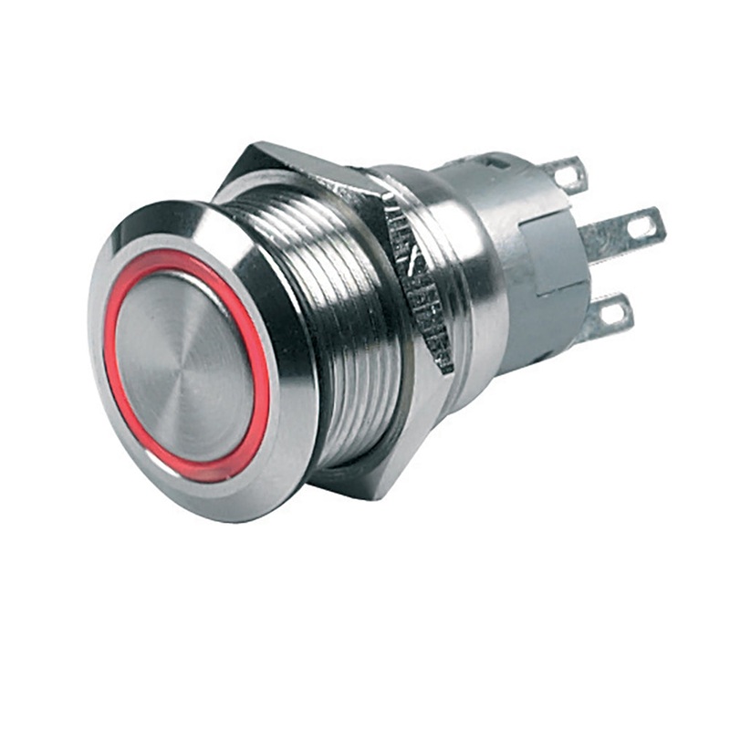 BEP Push-Button Switch 12V Momentary On/Off – Red LED [80-511-0002-00]