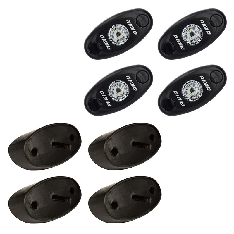 RIGID Industries A-Series Rock Light Kit – 4 Cool White Lights – Black [400203]
