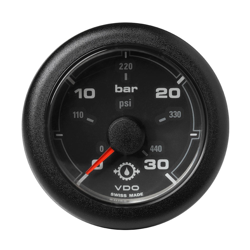 Veratron 52MM (2-1/16) OceanLink Transmission Oil Pressure Gauge – 30 Bar/440 PSI – Black Dial  Bezel [A2C1066040001]