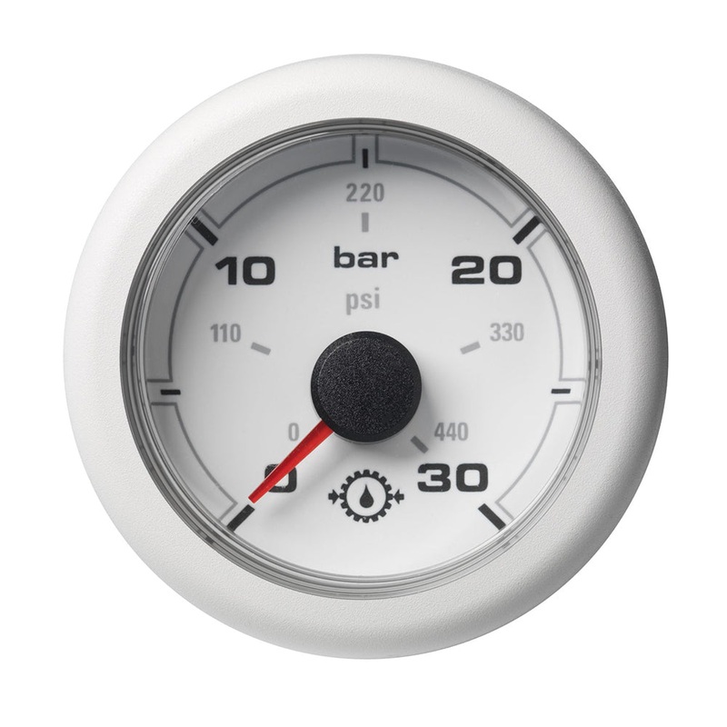 Veratron 52MM (2-1/16) OceanLink Transmission Oil Pressure Gauge – 30 Bar/440 PSI – White Dial  Bezel [A2C1066050001]