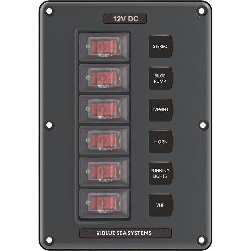 Blue Sea 4322 Circuit Breaker Switch Panel 6 Position – Gray [4322]