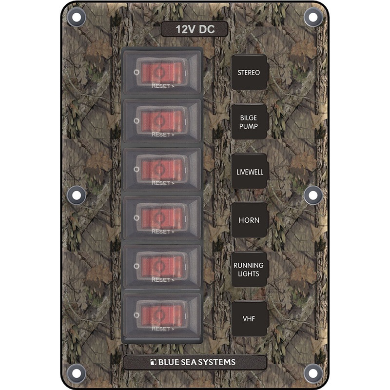 Blue Sea 4325 Circuit Breaker Switch Panel 6 Position – Camo [4325]