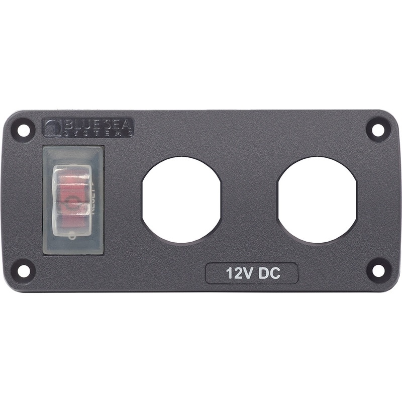 Blue Sea 4364 Water Resistant USB Accessory Panel – 15A Circuit Breaker, 2x Blank Apertures [4364]