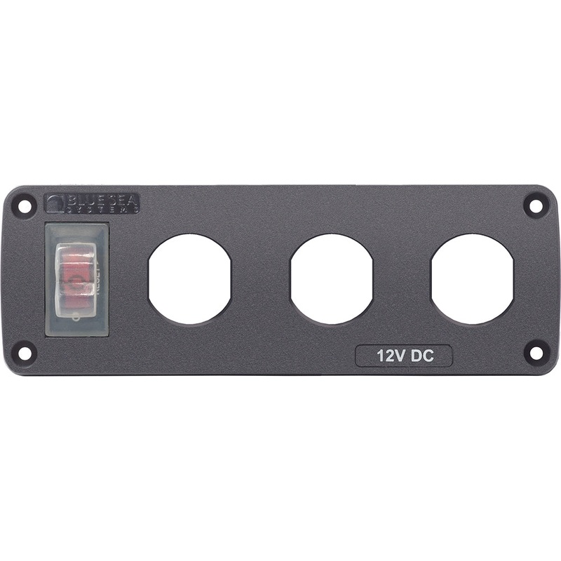 Blue Sea 4367 Water Resistant USB Accessory Panel – 15A Circuit Breaker, 3x Blank Apertures [4367]