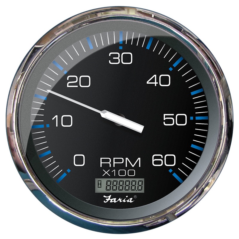 Faria Chesapeake Black 5 Tachometer w/Digital Hourmeter – 6000 RPM (Gas) (Inboard) [33763]