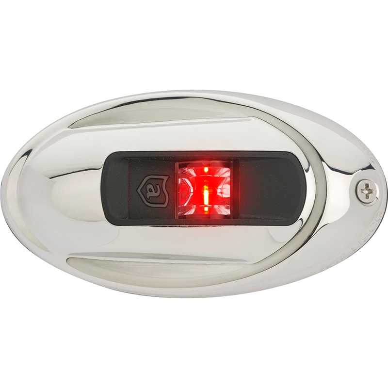 Attwood LightArmor Vertical Surface Mount Navigation Light – Oval – Port (red) – Stainless Steel – 2NM [NV4012SSR-7]
