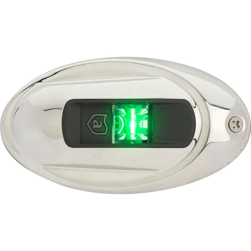 Attwood LightArmor Vertical Surface Mount Navigation Light – Oval – Starboard (green) – Stainless Steel – 2NM [NV4012SSG-7]