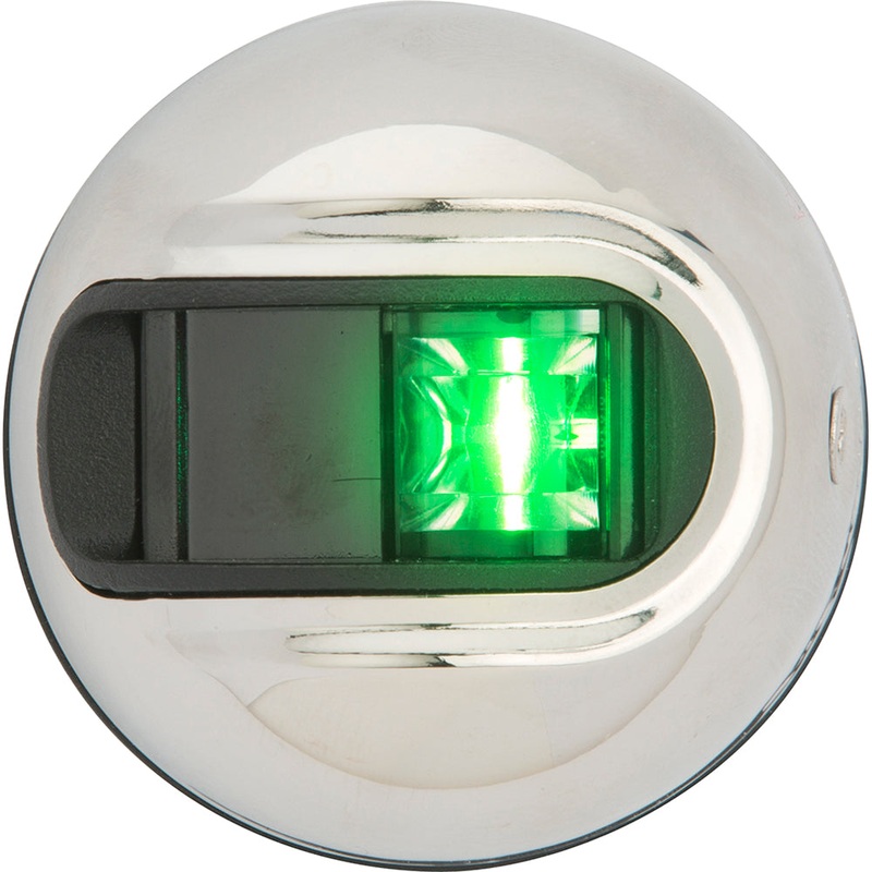 Attwood LightArmor Vertical Surface Mount Navigation Light – Starboard (Green) – Stainless Steel – 2NM [NV3012SSG-7]