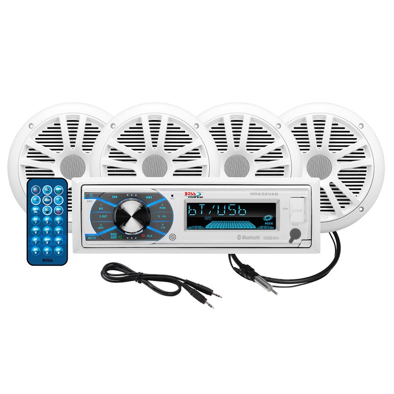 Boss Audio MCK632WB.64 Marine Stereo  2 Pairs of 6.5 Speaker Kit – White [MCK632WB.64]