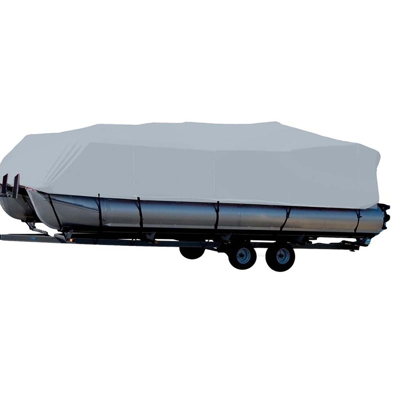 Carver Sun-DURA Styled-to-Fit Boat Cover f/24.5 Pontoons w/Bimini Top  Partial Rails – Grey [77624S-11]