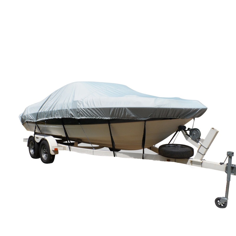 Carver Flex-Fit PRO Polyester Size 3 Boat Cover f/Fish  Ski Boats I/O or O/B  Wide Bass Boats – Grey [79003]