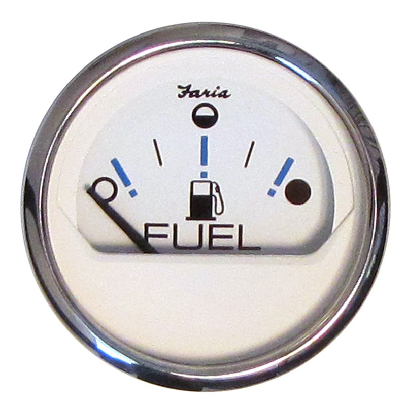 Faria Chesapeake White SS 2 Fuel Level Gauge – Metric (E-1/2-F) [13818]