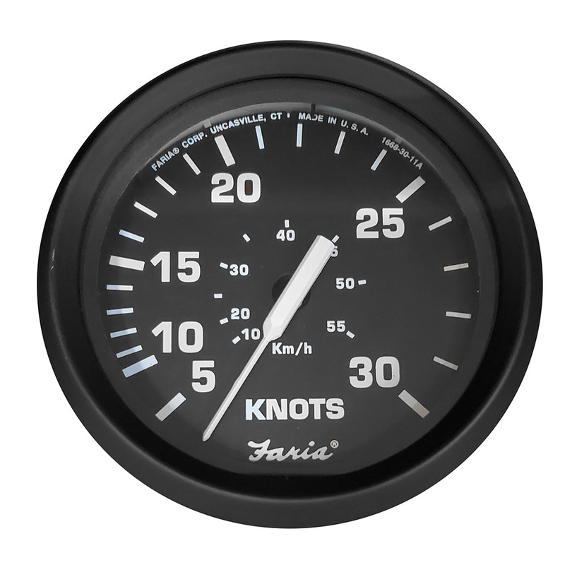 Faria Euro Black 4 Speedometer – 30 Knot (Pitot) [32809]