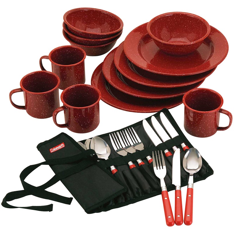 Coleman 24-Piece Speckled Enamelware Cook Set – Red [2000016407]