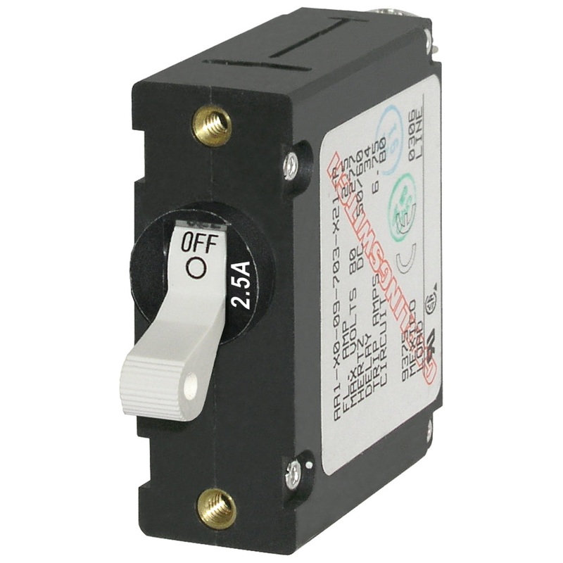 Blue Sea 7197 A-Series White Toggle Circuit Breaker – Single Pole 2.5A [7197]