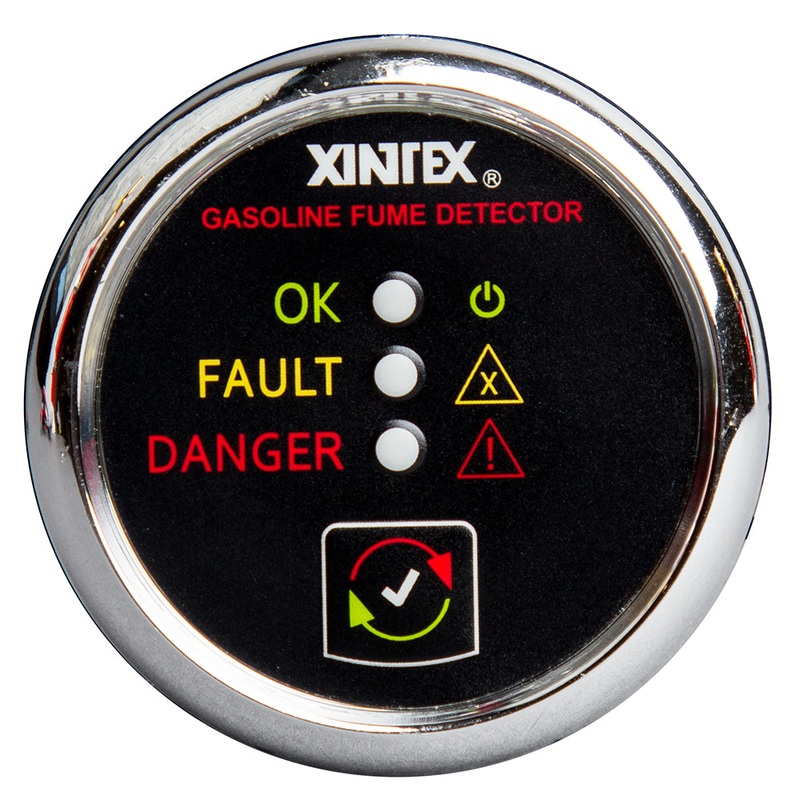 Fireboy-Xintex Gasoline Fume Detector – Chrome Bezel – 12/24V [G-1C-R]