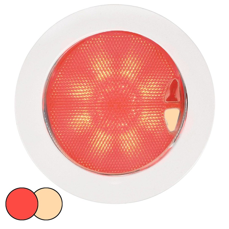 Hella Marine EuroLED 150 Recessed Surface Mount Touch Lamp – Red/Warm White LED – White Plastic Rim [980630102]