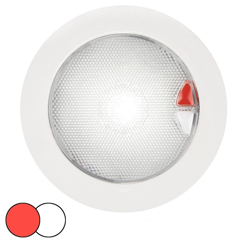 Hella Marine EuroLED 150 Recessed Surface Mount Touch Lamp – Red/White LED – White Plastic Rim [980630002]