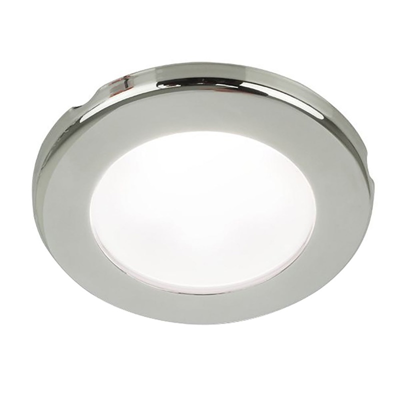 Hella Marine EuroLED 75 3 Round Screw Mount Down Light – White LED – Stainless Steel Rim – 12V [958110021]