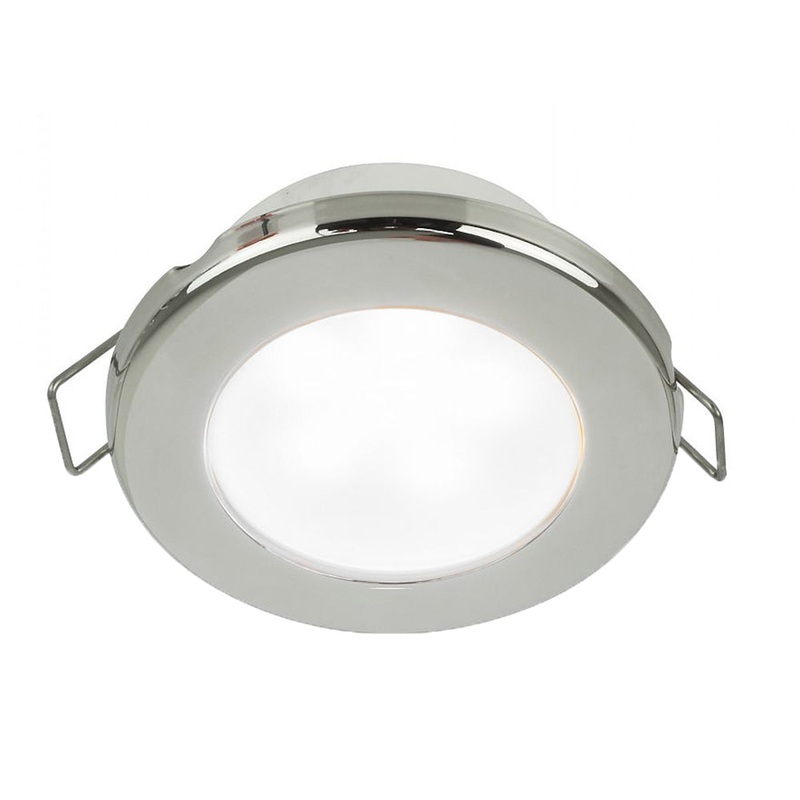 Hella Marine EuroLED 75 3 Round Spring Mount Down Light – White LED – Stainless Steel Rim – 12V [958110521]