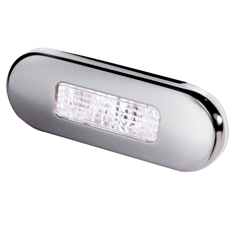 Hella Marine Surface Mount Oblong LED Courtesy Lamp – White LED – Stainless Steel Bezel [980869301]