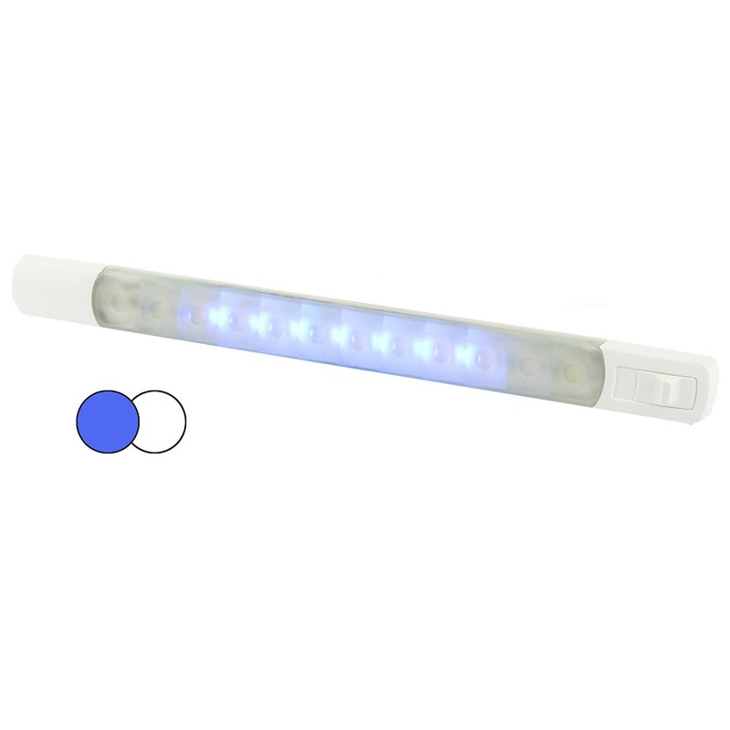 Hella Marine Surface Strip Light w/Switch – White/Blue LEDs – 12V [958121011]