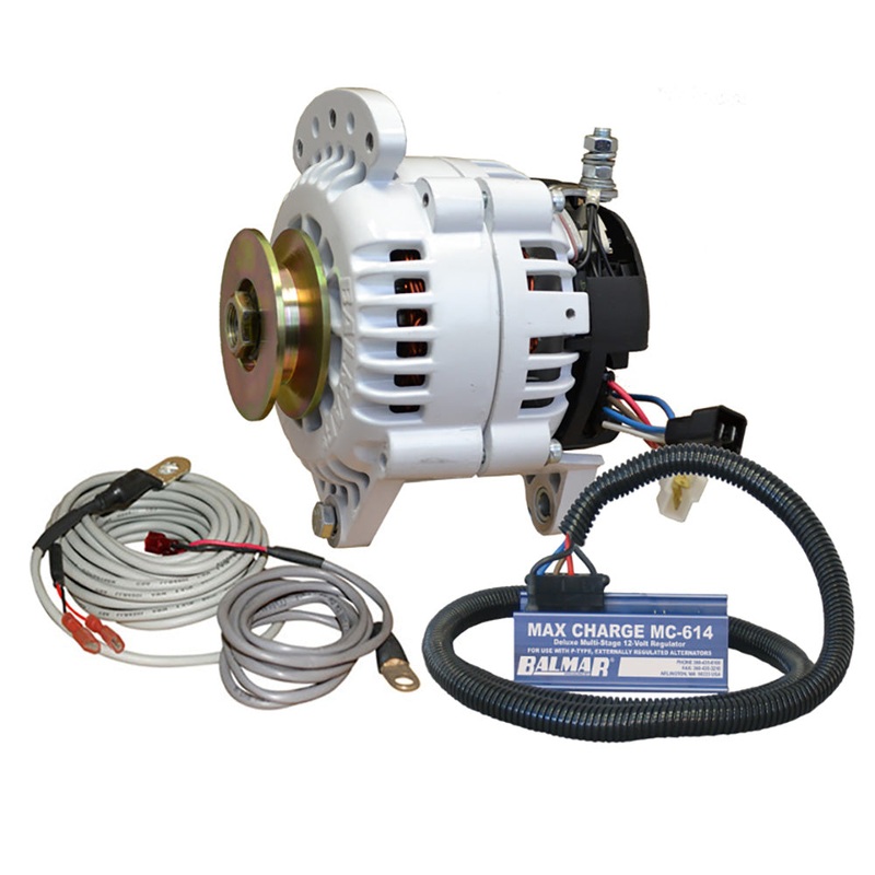 Balmar Alternator 100 AMP Kit 12V 3.15 Dual Foot Saddle Single Vee Pulley Regulator  Temp Sensor [60-YP-MC-100-SV]