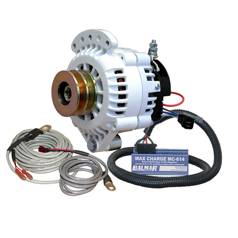 Balmar Alternator 120 AMP 12V 1-2 Single Foot Spindle Mount Dual Vee Pulley Regulator  Temp Sensor [621-VUP-MC-120-DV]