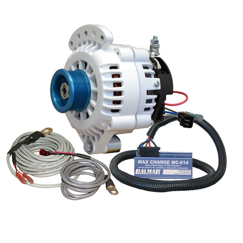 Balmar Alternator 100 AMP Kit 12V 1-2 Single Foot Spindle Mount J10 Pulley Regulator  Temp Sensor [621-VUP-MC-100-J10]