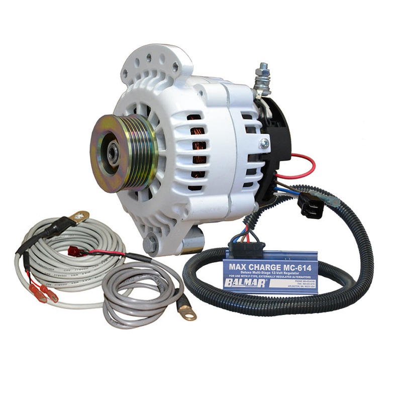 Balmar Alternator 100 AMP Kit 12V 1-2 Single Foot Spindle Mount K6 Pulley Regulator  Temp Sensor [621-VUP-MC-100-K6]