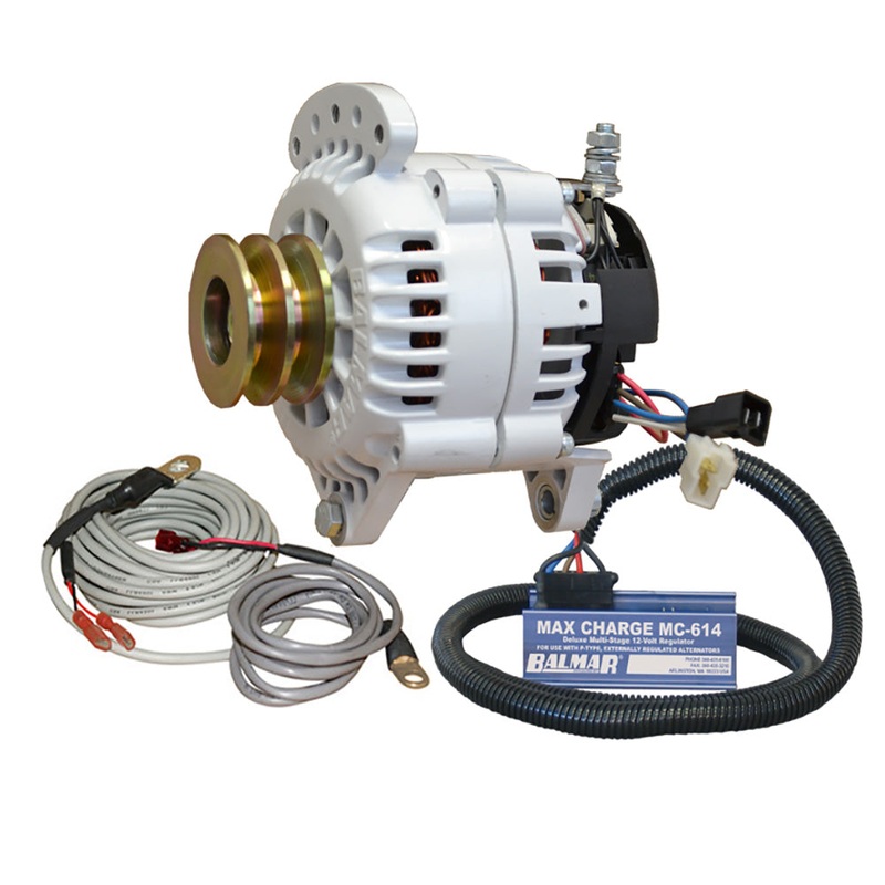 Balmar Alternator 100 AMP Kit 12V 3.15 Dual Foot Saddle Dual Pulley Regulator  Temp Sensor [60-YP-MC-100-DV]