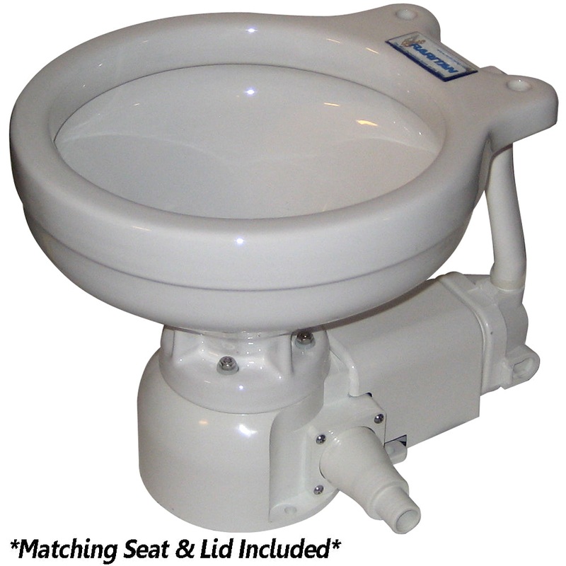 Raritan Sea Era Electric Toilet – Marine Size – Integral Pump – Straight  90 Discharge – 12v [160MI012]