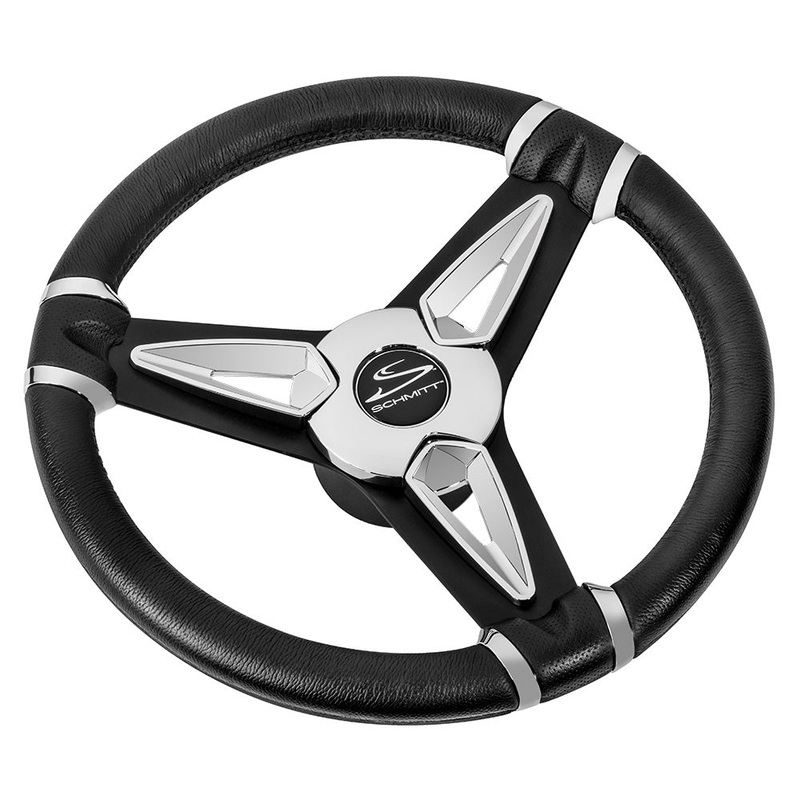 Schmitt Marine PU50 14 Wheel – Chrome Cap  Spoke Inserts – Black Spokes – 3/4 Tapered Shaft [PU501404]