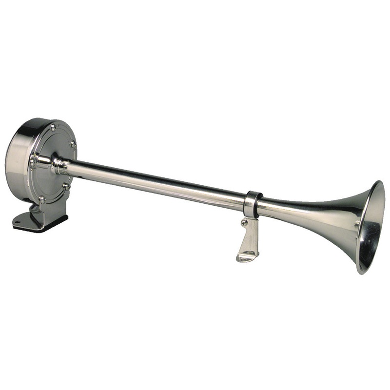 Schmitt Marine Deluxe All-Stainless Single Trumpet Horn – 12V [10027]